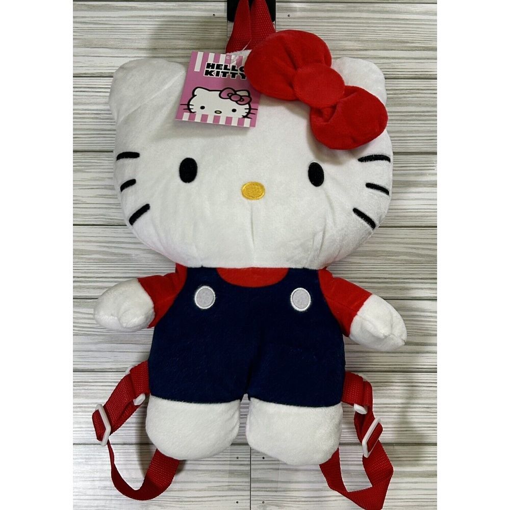 Hello Kitty Plush Backpack 14 In With Zipper 7 in Pocket‎ Adjustable Straps